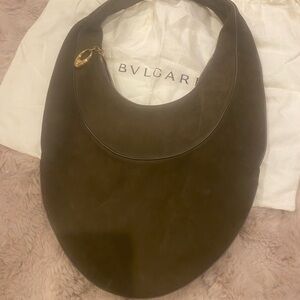 Bvlgari Brown Suede Leather Hobo Bag